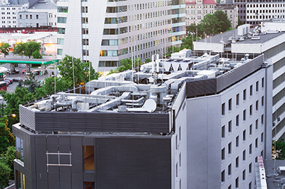 Top of a building with HVAC