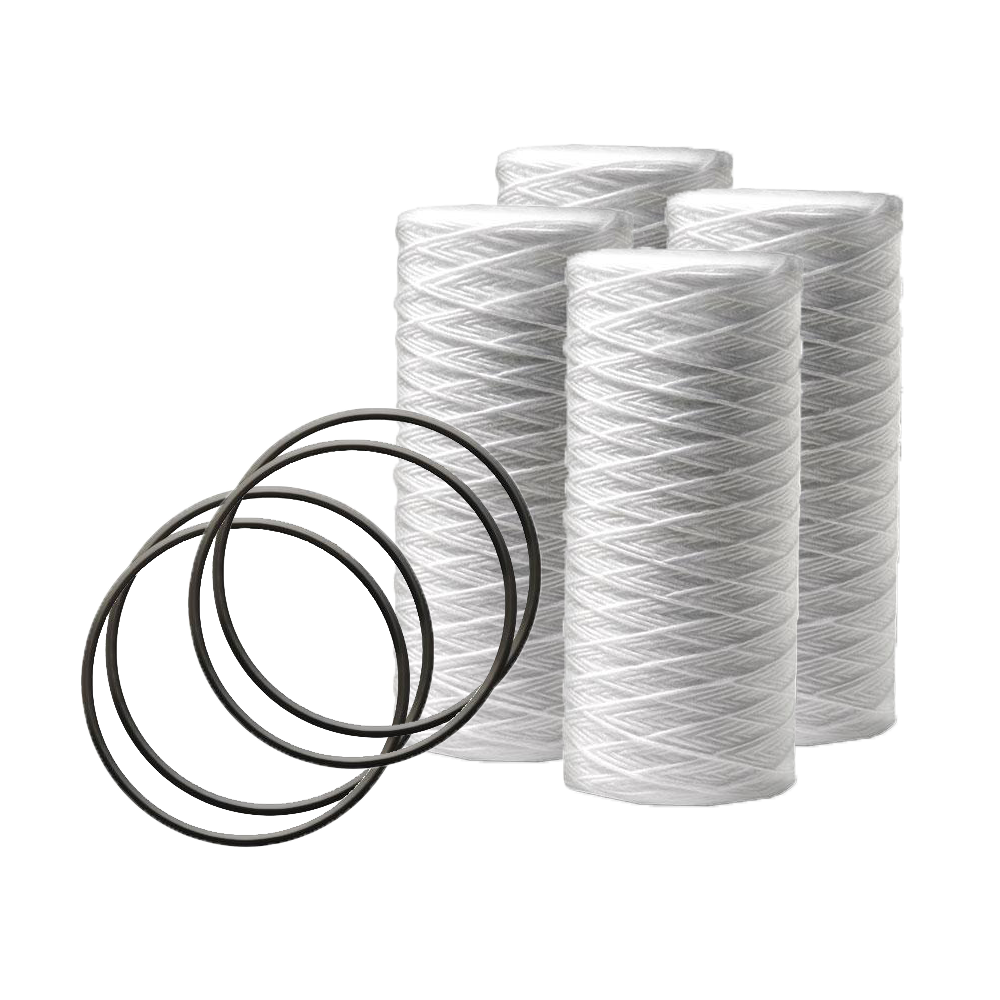 Replacement 10" Sediment Filters + O-Rings - 4-Pack