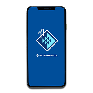 Iphone with the Pentair Pool App Logo on the screen