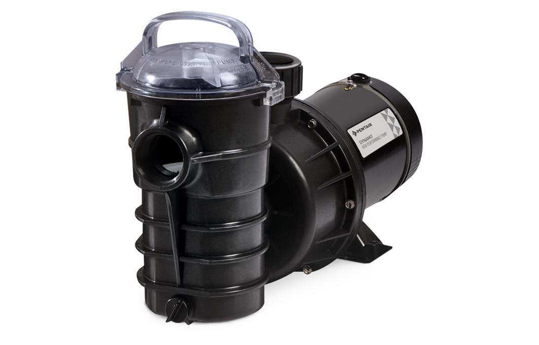 Black pool pump with clear lid