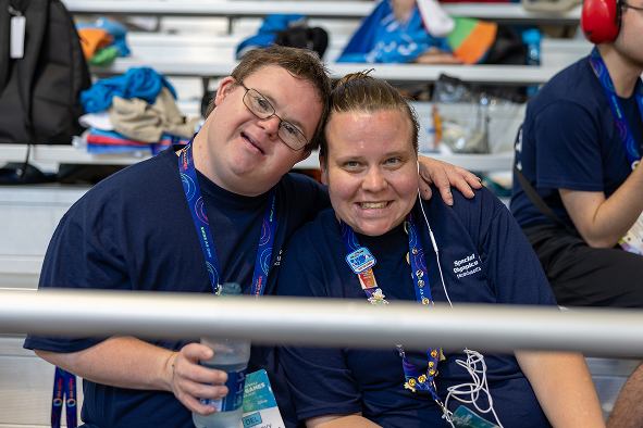 Two smiling Special Olympic Participants