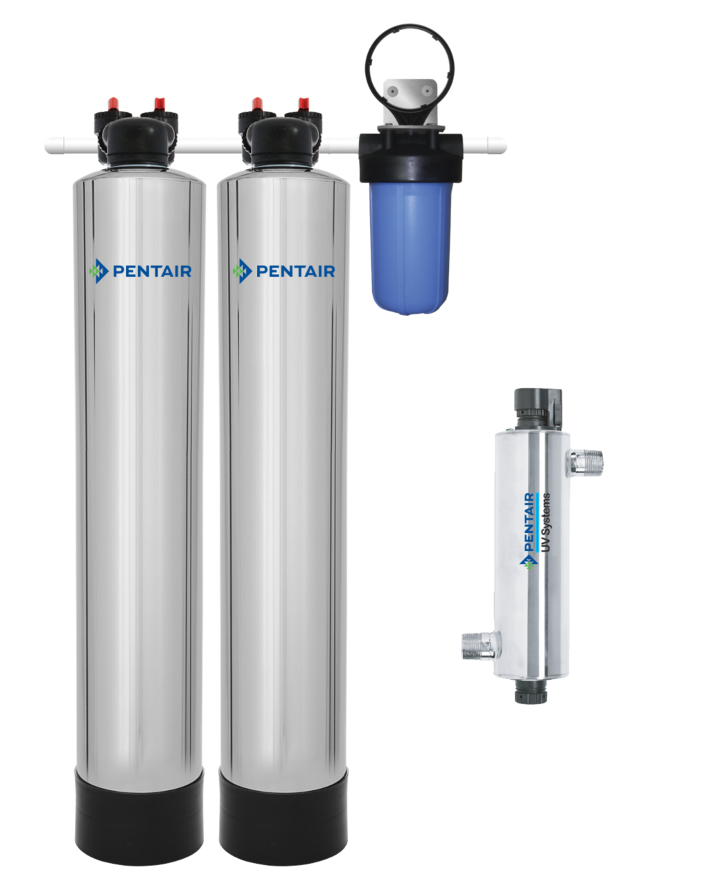 Water Filter & Pelican Water Softener Alternative Combo System + UV (1-3 Bathrooms)