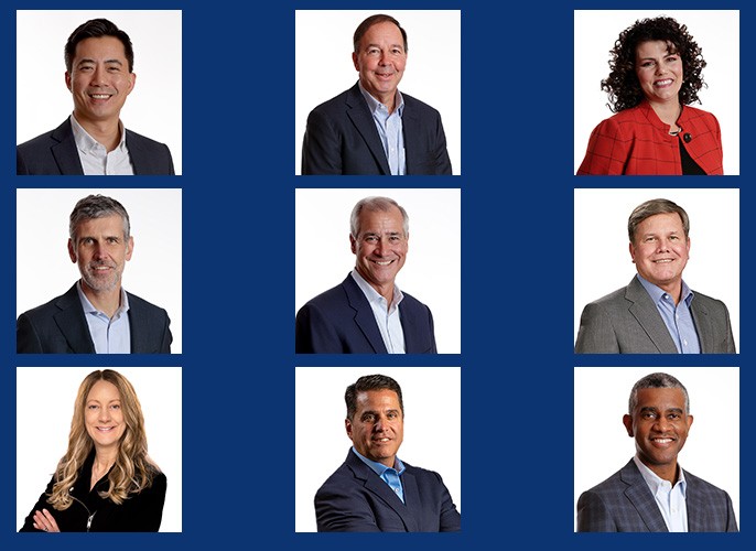 Pentair Executives on Blue Background