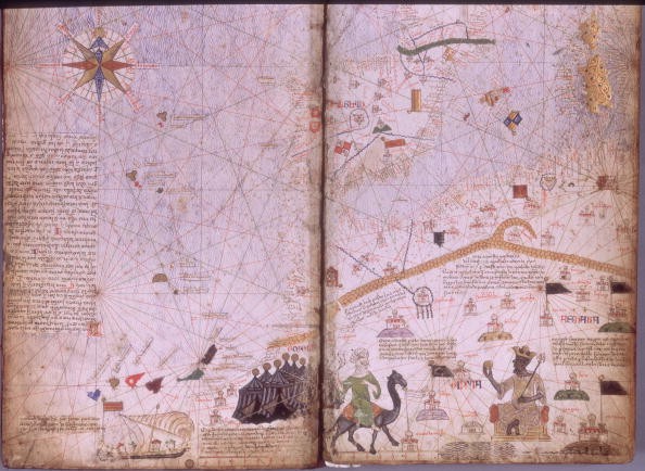 A Photograph of Mansa Musa, King of Mali on a map of North Africa  circa 1375. (Photo by Fotosearch/Getty Images)