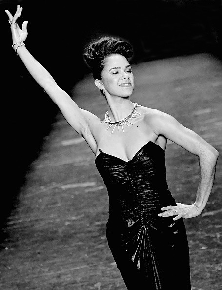 NEW YORK, NY - FEBRUARY 12:  (EDITORS NOTE: Image has been converted to black and white.) An alternative view as  Misty Copeland walks the runway at The American Heart Association's Go Red For Women Red Dress Collection 2016 Presented By Macy's at The Arc, Skylight at Moynihan Station on February 11, 2016 in New York City.  (Photo by Frazer Harrison/Getty Images)