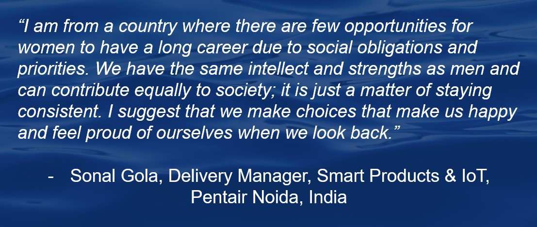 &quot;I am from a country where there are few opportunities for women to have a long career due to social obligations and priorities. We have the same intellect and strengths as men and can contribute equally to society; it is just a matter of staying consistent. I suggest that we make choices that make us happy and feel proud of ourselves when we look back.&quot;