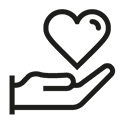 Hand with Heart Black and White Icon