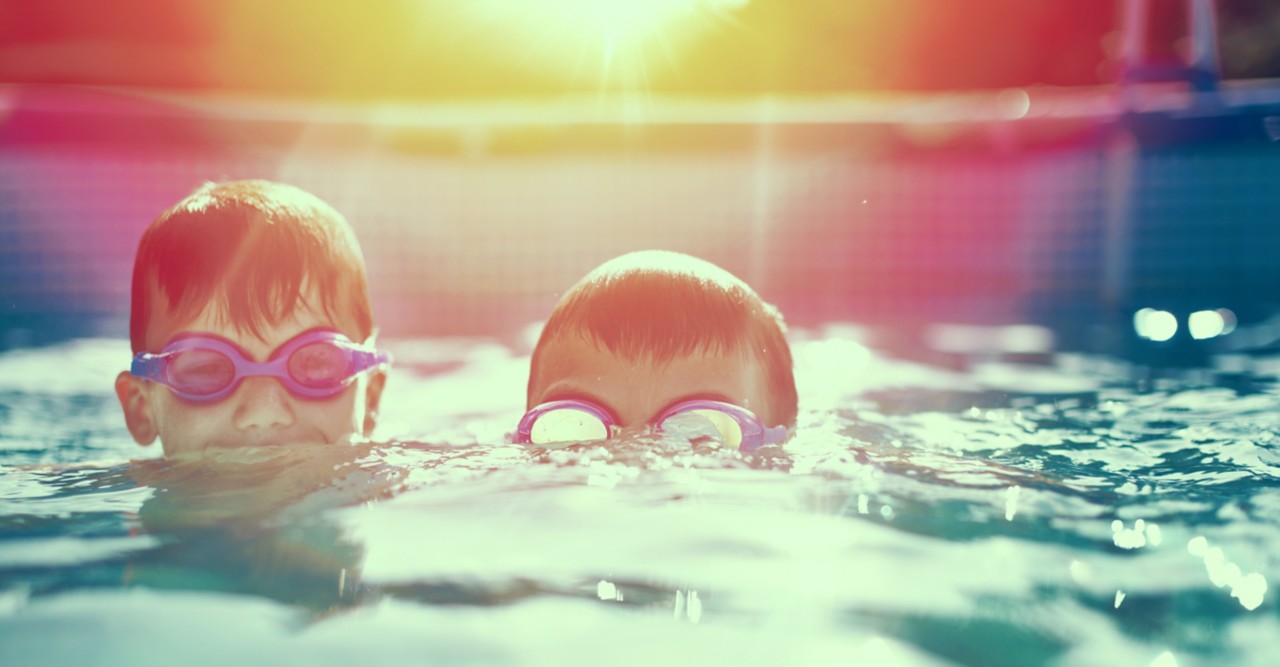 kids in pool playing