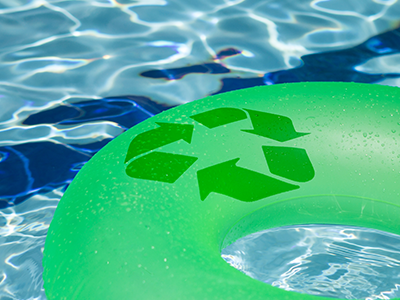 Green tube in pool