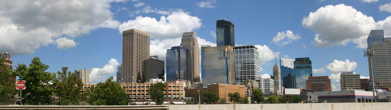 Panorama of downtown Minneapolis viewed from the northwest