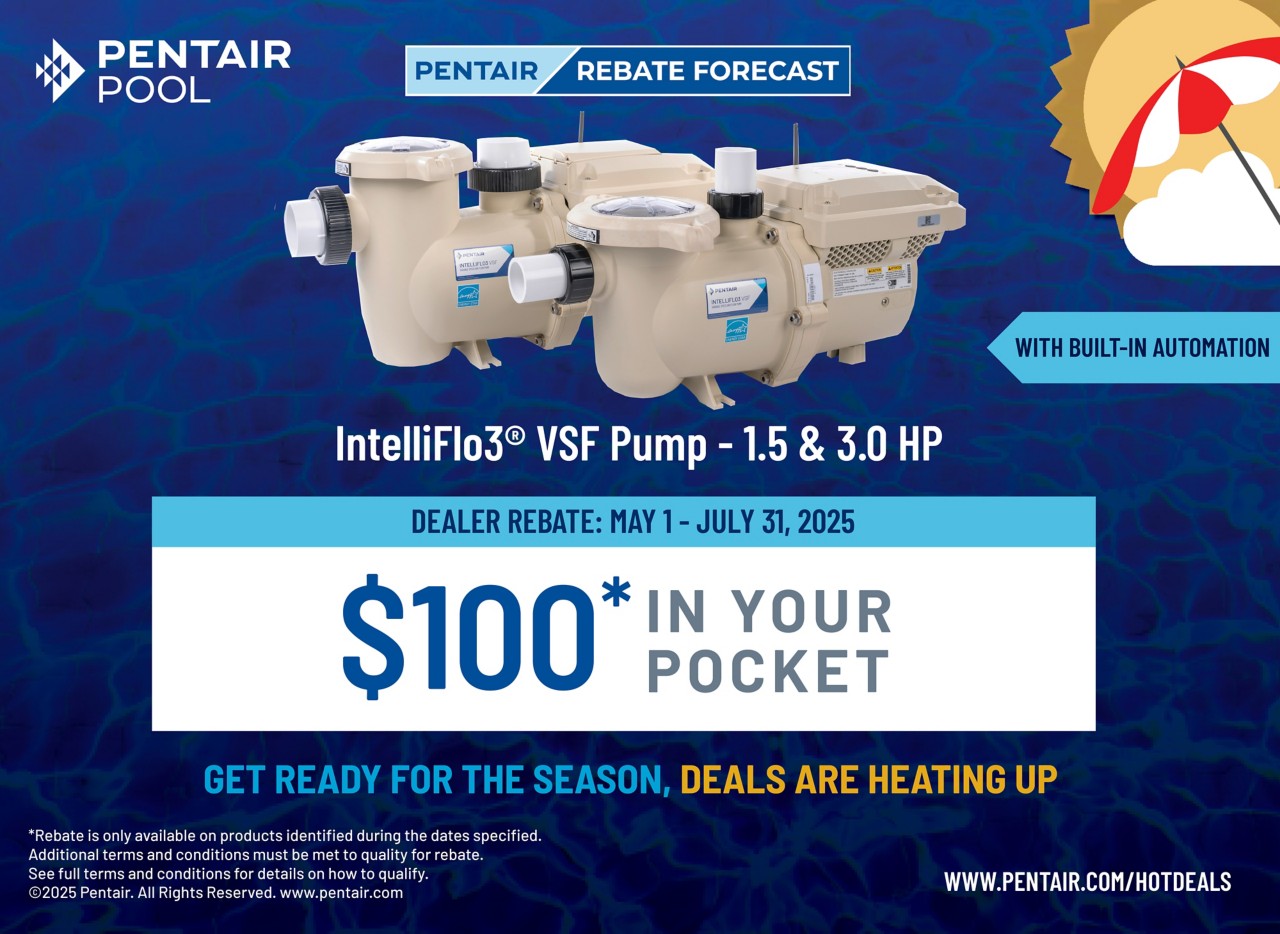 Pentair Rebate for VSF Pump 1.5 and 3.0 HP. 