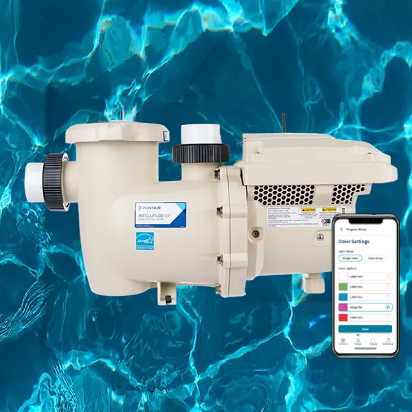 IntelliFlo3 with Pool Pro App on a water background