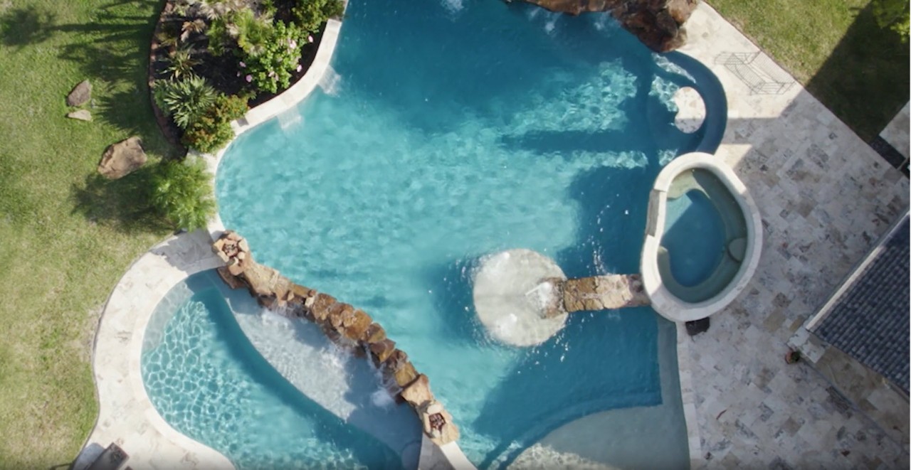 pool arial view, anthem video, thumbnail, pool and spa
