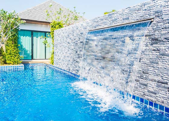Water Fountain around swimming pool