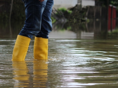 Rubber boots with flood