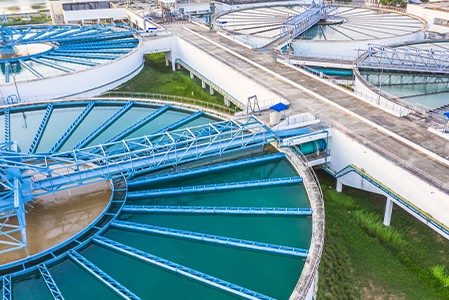 Aerial view an industrial water treatment‎ facility.