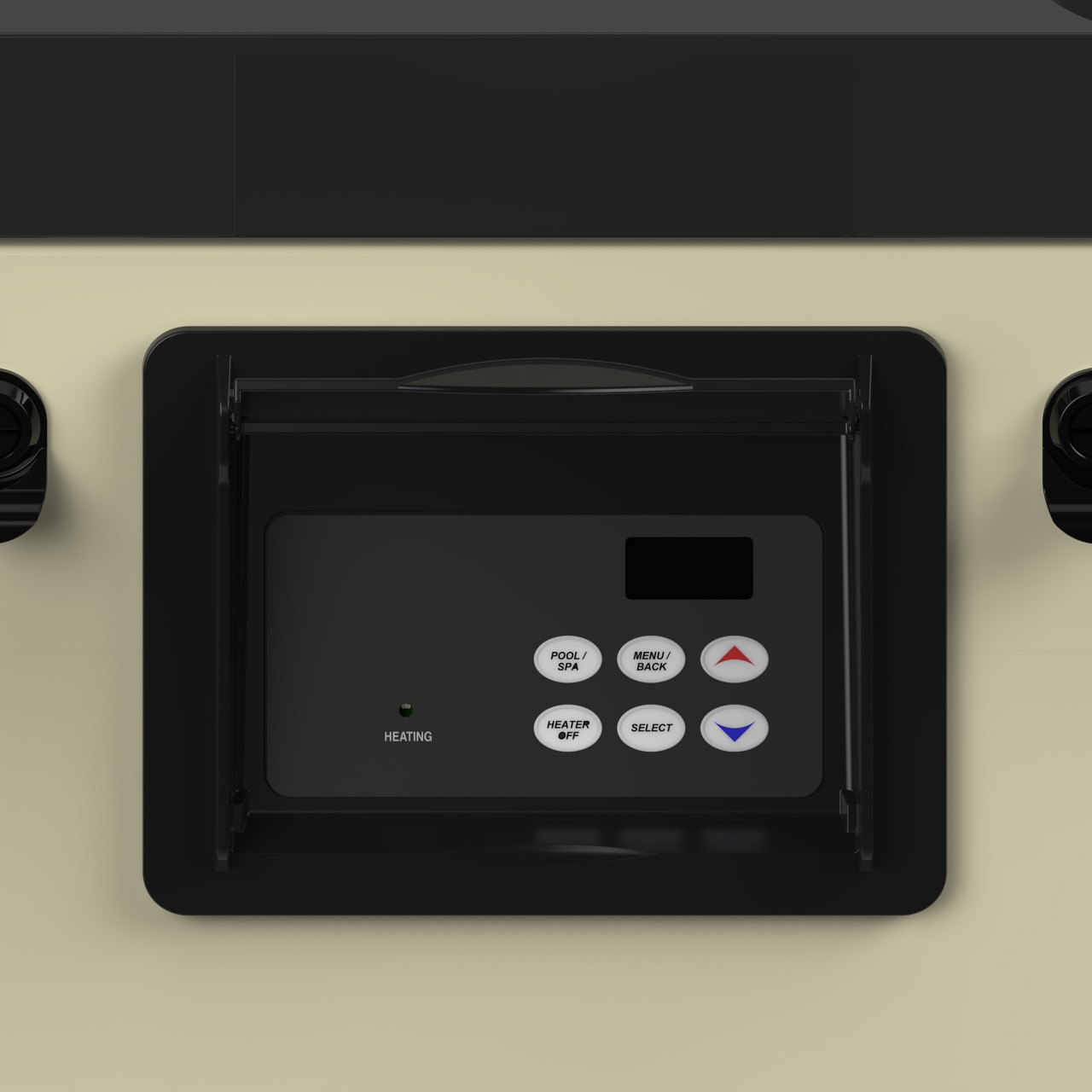 Control panel on heater with size buttons