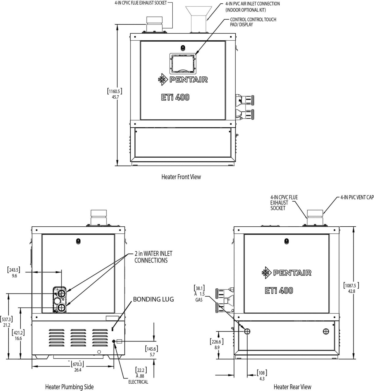 ETi 400 High Efficiency Gas Pool and Spa Heater Pentair