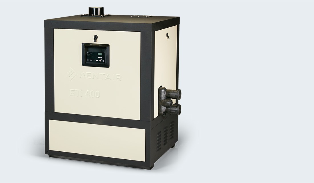 Pentair ETi 400 high efficiency pool heater is 96% efficient.