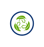 eco super-friendly, green leaves, recycle symbol, blue circle, transparent png