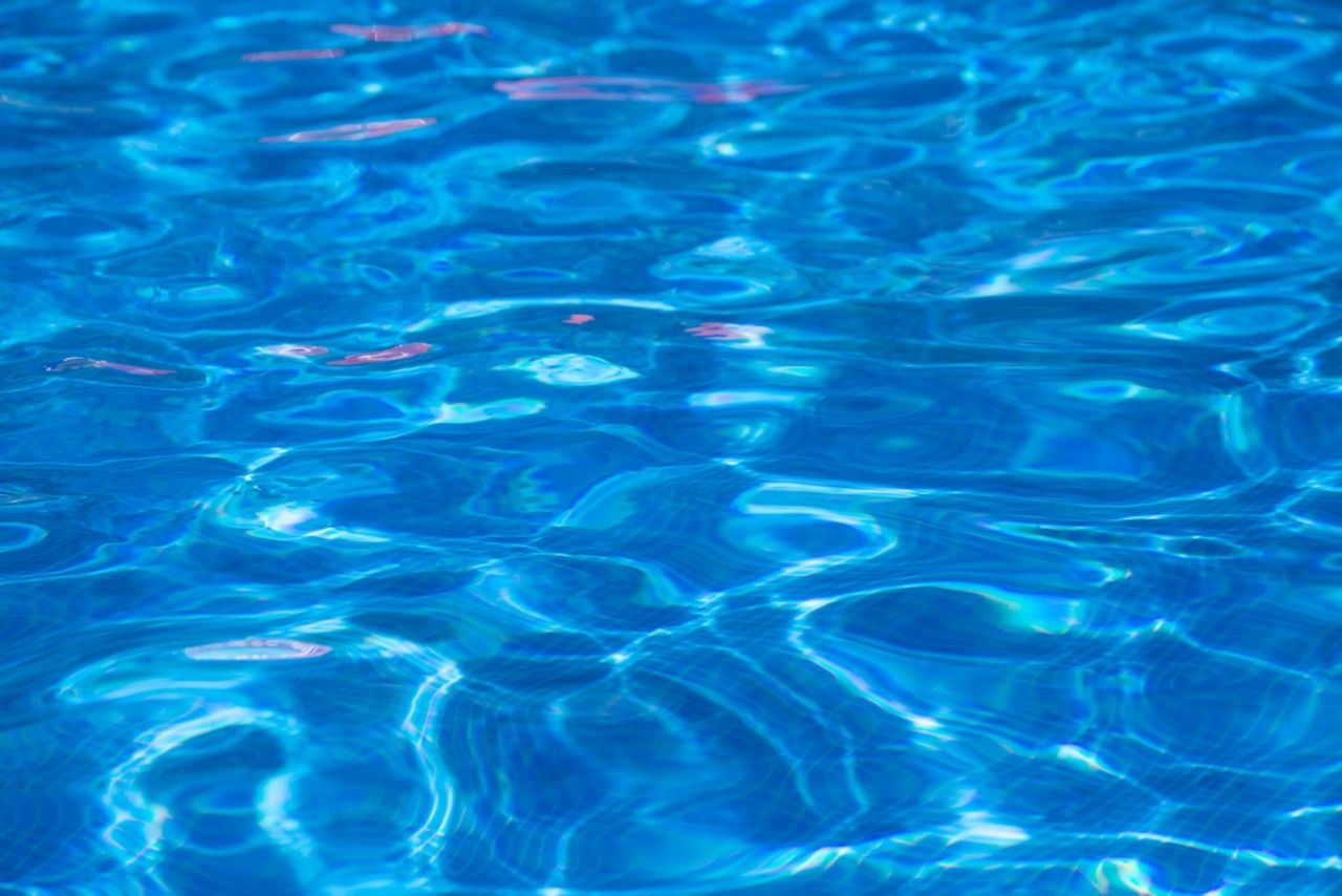 bright blue rippled water in swimming pool in Matapalo, Costa Rica 2013