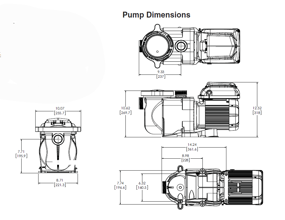 SuperMax VS Pump Dimension Drawings