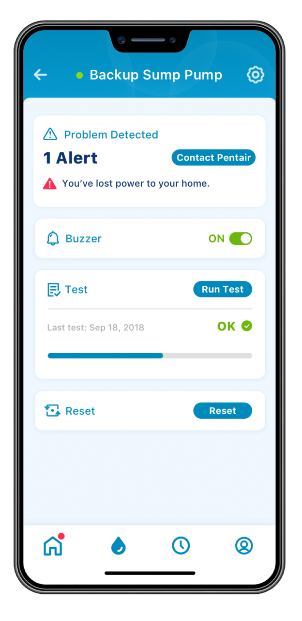 pentair home app backup sump pump problem detected systems checked benefit