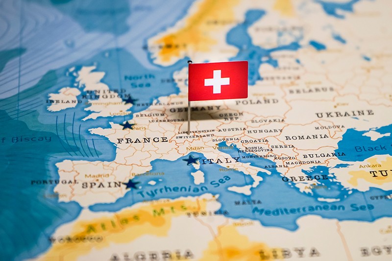 the Flag of swiss in the world map; Shutterstock ID 1331085794; purchase_order: pws blog; job: 