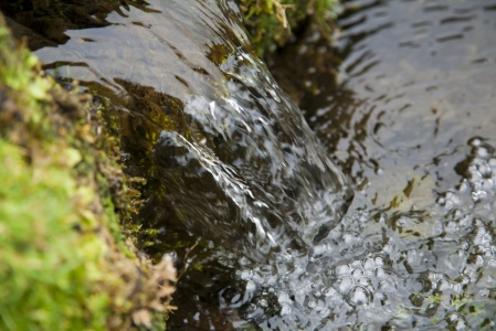 water spring flowing into pool