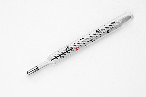 Mercury thermometer, isolated on a white background