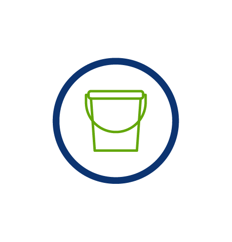 watering bucket icon, green bucket, blue circle, transparent png