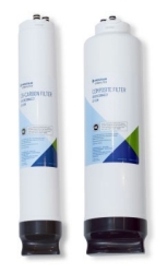 QuickConnect Tankless RO  product image- Composite and Carbon cartridges on white background cropped